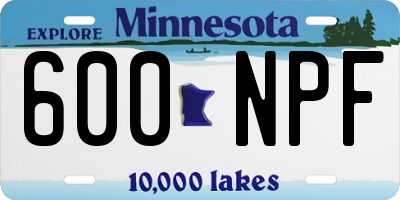 MN license plate 600NPF