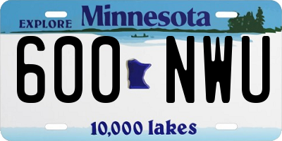 MN license plate 600NWU