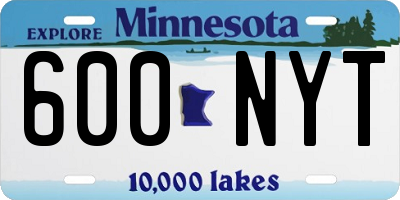 MN license plate 600NYT