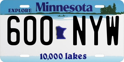 MN license plate 600NYW