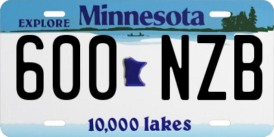 MN license plate 600NZB