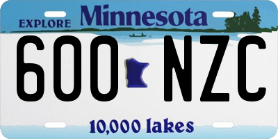 MN license plate 600NZC