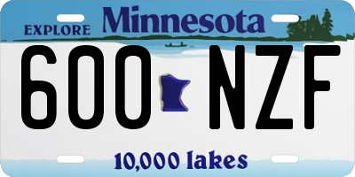 MN license plate 600NZF