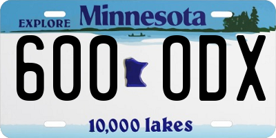 MN license plate 600ODX