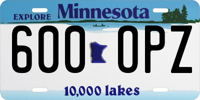 MN license plate 600OPZ