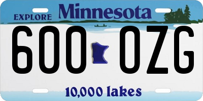 MN license plate 600OZG