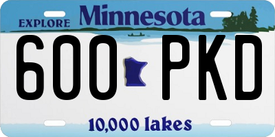 MN license plate 600PKD