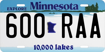 MN license plate 600RAA