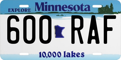 MN license plate 600RAF