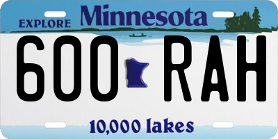 MN license plate 600RAH