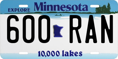 MN license plate 600RAN