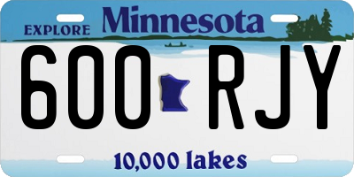 MN license plate 600RJY