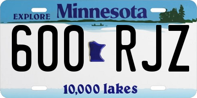 MN license plate 600RJZ