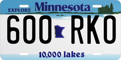 MN license plate 600RKO