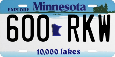 MN license plate 600RKW