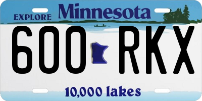 MN license plate 600RKX