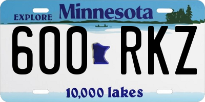 MN license plate 600RKZ