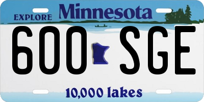 MN license plate 600SGE