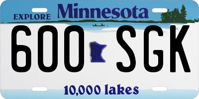 MN license plate 600SGK