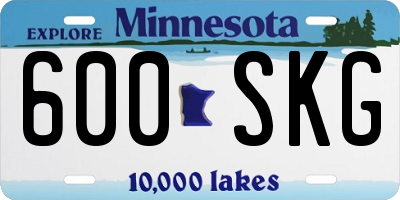 MN license plate 600SKG