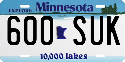 MN license plate 600SUK
