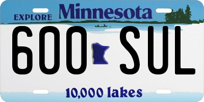 MN license plate 600SUL