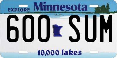 MN license plate 600SUM