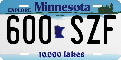 MN license plate 600SZF