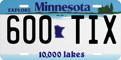 MN license plate 600TIX