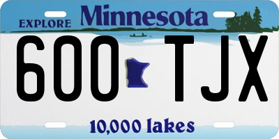 MN license plate 600TJX