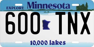 MN license plate 600TNX