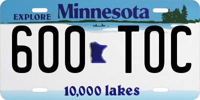 MN license plate 600TOC