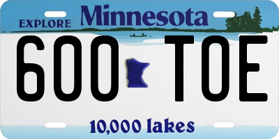 MN license plate 600TOE