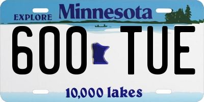 MN license plate 600TUE