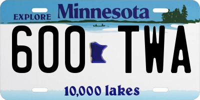 MN license plate 600TWA