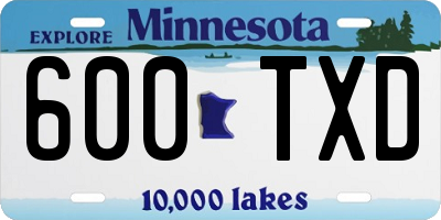MN license plate 600TXD