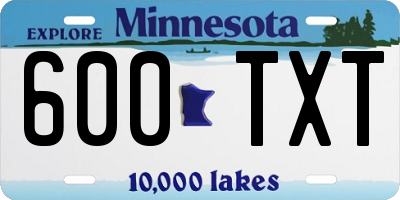 MN license plate 600TXT