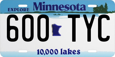 MN license plate 600TYC