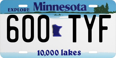 MN license plate 600TYF