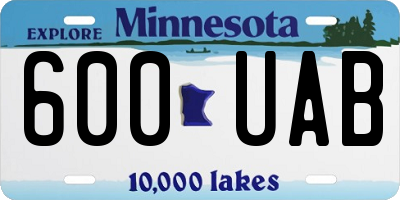MN license plate 600UAB