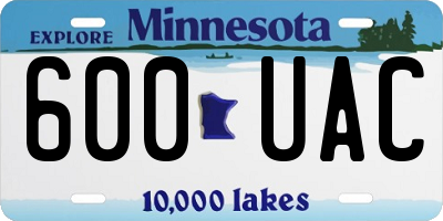 MN license plate 600UAC