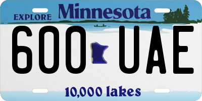 MN license plate 600UAE