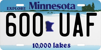 MN license plate 600UAF