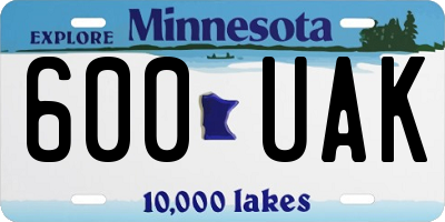 MN license plate 600UAK