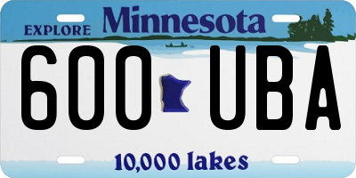 MN license plate 600UBA