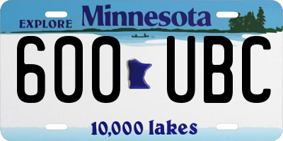 MN license plate 600UBC