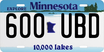 MN license plate 600UBD