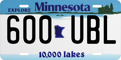 MN license plate 600UBL