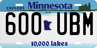 MN license plate 600UBM