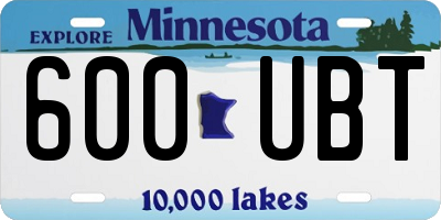 MN license plate 600UBT